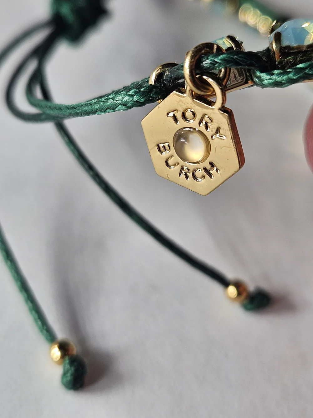 Tory Burch Mixing Swarovski Crystals Corded Thread,Macramé Logo, Bracelet Friend